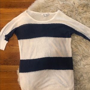 White blue stripe lightweight summer knit  top S